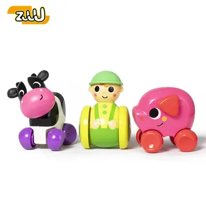 Zhansheng Manufacturer Supply Baby Educational Environmentally Friendly Materials Toys Cartoon Animals Mini Rolling Toy