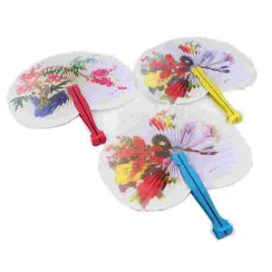 Chinese Paper Folding Hand Fan Oriental Floral Fancy Fans Party Wedding Favors Gift Home Decor Pattern Random ZXY9539