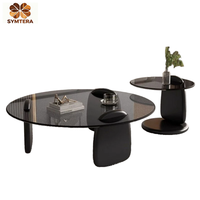 Table basse de luxe léger, simple et créative, pour salon, petit appartement, table d'appoint ronde en verre