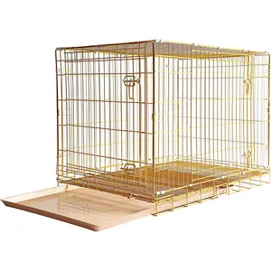 Cage métallique de luxe en fil soudage OEM pour chien, de couleur or, pour grand chiot, niche pour chien, à vendre