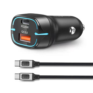 Chargeur de voiture PD36W QC3.0 double port USB Type C charge rapide 12V noir - Product Image 4