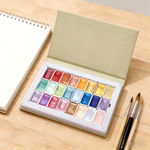 Kit de 24 couleurs de peinture solide <span class=keywords><strong>aquarelle</strong></span> nacrée 2,6 ml, pigments métalliques scintillants pour la peinture à l'<span class=keywords><strong>aquarelle</strong></span> et les fournitures d'artisanat en gros - Product Image 2