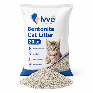 Ivve 20KG Litière pour chat en bentonite, emballage en vrac, faible teneur en poussière, forte agglomération, sable pour chat, approvisionnement direct usine, service OEM ODM - Product Image 1