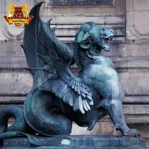 Garten Patron Saint Big Large Griffon Bronze Sitzende Gryphon Statue Lebensgroße Bronzeguss Griffin Skulptur zum Verkauf