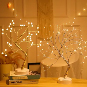 LED gece lambası Mini noel pırıltı ağacı bakır tel Garland lambası çocuklar için yatak