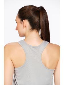 Munns & Mars Light Grey Activewear Tank <b>Top</b> for Women Solid Polyester Sleeveless Racerback Sports Tee for Gym Training Running - Product Image 2
