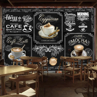 Papier peint mural photo 3D personnalisé, style européen rétro, tableau noir peint à la main, décoration de café, restaurant, papier peint peinture