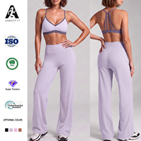 Ensemble de yoga anti-transpiration avec soutien-gorge push-up et pantalon droit sans dos, tenue de sport pour femme