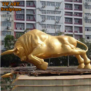 Gran tamaño famoso fundido amarillo dorado bolos verde New York Bull bronce Wall Street bronce latón Metal estatua de toro - Product Image 2
