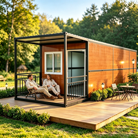 Maison préfabriquée de luxe avec terrasse, maisonnette extensible entièrement meublée de 20 pieds pour hôtel ou complexe hôtelier