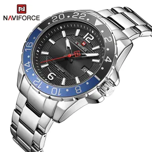 NAVIFORCE-montre à quartz de luxe pour hommes, accessoire d'origine en acier inoxydable, cadran lumineux, chronographe et calendrier, cadran lumineux, décontracté, à la mode, NF9192