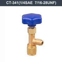 Adaptateur de raccordement pour climatiseur de voiture R22 R134 R410 avec vanne de sécurité et adaptateur de filetage de tuyau SAE de 5/16 à 1/4