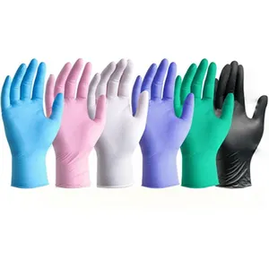 100% Pure Nitrile Disposable Gloves Pink Powder-Free And Latex-Free With Anti-Slip Anti-Static Functions