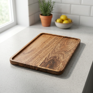 Plateau de service en bois fait main, écologique et jetable B.S INTERNATIONAL - Compatible lave-vaisselle et micro-ondes, finition polie, pour la maison - Product Image 1