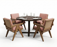 Ensemble de salle à manger élégant et contemporain en bois massif, table avec plateau en marbre, chaises de salle à manger durables, écologiques, pour hôtel