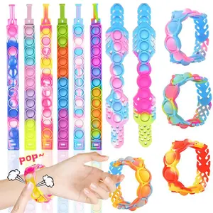 Factory Pop Pulsera Fidget Toy Rainbow Llavero Push Stress It Bubble Sensorial Antiestrés Juguetes Pulsera Fiesta Pulsera Pop Juguetes