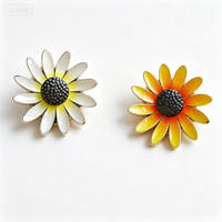 Lot de 2 éoliennes de jardin en métal durables, décorations de moulin à vent en forme de fleur pour la cour, la pelouse et la terrasse (jaune et blanc)