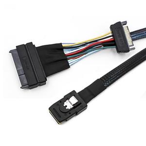 SFF-8639 MiniSAS 68Pin U.2 SFF8639 NVMe PCIe ke SFF-8087 Kabel Hard Disk SSD dengan Kabel Daya SATA 0.6m untuk Komputer - Product Image 1