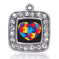 Métal Écologique Bling Strass Ruban Sensibilisation Enseigner L'amour Autisme Puzzle Pièce Charme Pendentifs pour la Fabrication de Bijoux