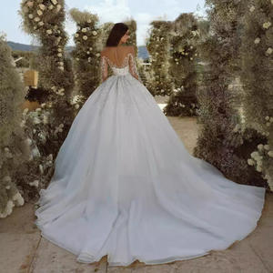 Высокое качество настраиваемый Съемный Поезд Современный Русалка свадебное платье с иллюзией спины дизайн плюс размер - Product Image 4