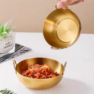 Korean Style 304 Stainless Steel Double Handled Bowl Gold Color Dipping <b>Sauce</b> Kimchi Bowl Dishwasher Safe Party Use - Product Image 1