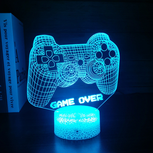 Custom Blue 3D Game Console Icon LED Bedside Nightlight Ambience Table Lamp with Remote Control <b>for</b> Game Room & Bedroom - Product Image 2