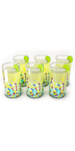 Juego de 6 16 onzas de confeti mexicano soplado a mano, diseño de <span class=keywords><strong>Carmen</strong></span> Rock, vasos de estilo minimalista con tazas de té y platillos - Product Image 6