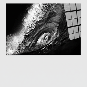 Elegant Black and <b>White</b> Wave Art: Modern Printed Canvas for Office Decor,TEMPERED GLASS ART - Product Image 2