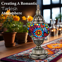 Lampes de table en verre mosaïque turque marocaines faites à la main à Marrakech avec base en bronze, style bohème Tiffany, lampes de chevet