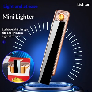 <span class=keywords><strong>Briquet</strong></span> long personnalisé avec logo, rechargeable, créatif, coupe-vent, ultra-fin, en métal, allume-cigare moderne à batterie - Product Image 2