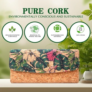 Sac à main Boshiho pour femme en liège végétalien écologique avec rabat et boucles, 3 couleurs interchangeables, longue bandoulière, protection RFID, logo en polyester, parfait - Product Image 6