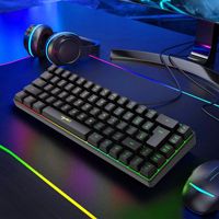 Keyboard Membran Berkabel RGB LED Backlight Gaming Keyboard 68 tombol Keyboard Komputer Gamer untuk PC Laptop Game/Kantor