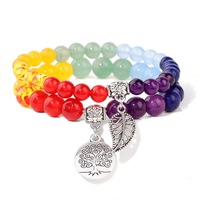 Bracelets de couple tendance avec pendentif feuille Arbre de Vie, ensemble de bracelets perlés en pierre naturelle améthyste pour hommes et femmes