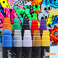 Lot de 10 marqueurs permanents colorés Jumbo à pointe plate de 15 mm, marqueurs acryliques pour peinture sur roche, pierre, céramique, bois, toile