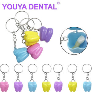50 pièces/sac Boîte à dents de bébé en plastique Porte-clés, Forme de dent Boîte de rangement pour dents de lait pour enfants pour souvenirs et cadeaux de <span class=keywords><strong>collection</strong></span> - Product Image 1