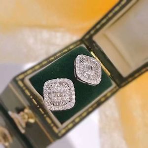 Xinfly 18K White Gold <b>Fine</b> <b>Stud</b> <b>Earring</b> 0.70 Carats Natural Diamond Square Design - Product Image 4