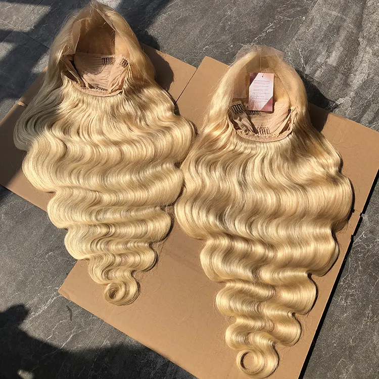 8-40 Inch 13X4 Virgin Raw Indian Hair 613 Hd Frontal Wig Blonde Curly 613 Body Wave Wig