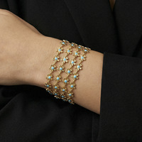 Bracelet à maillons en forme de fleur en émail bleu en acier inoxydable 316l pour femmes, couleur or, bijoux tendance, vente en gros