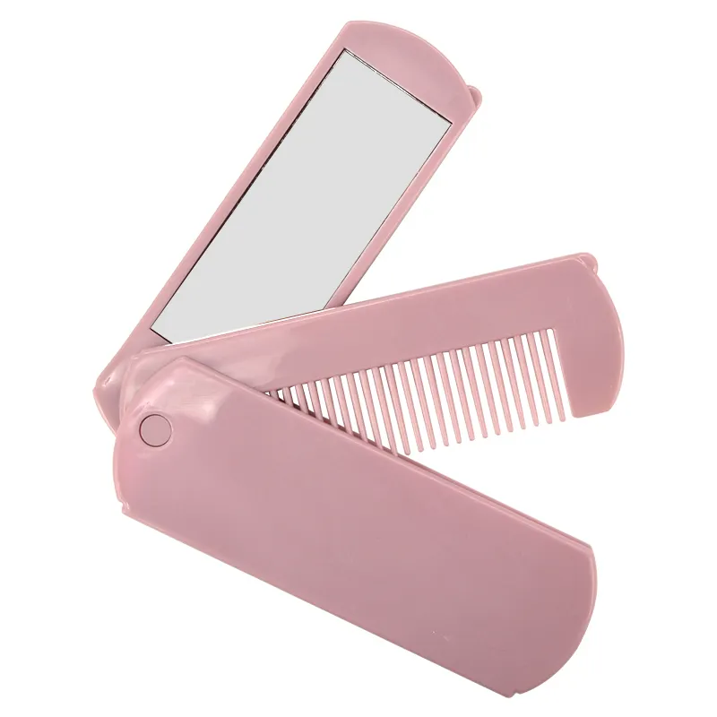 Niedliche Massage Klapp spiegel Kamm Tragbare Tasche Kleine Reise Mädchen Haar bürste mit Spiegel Styling Tools Mini Taschen spiegel