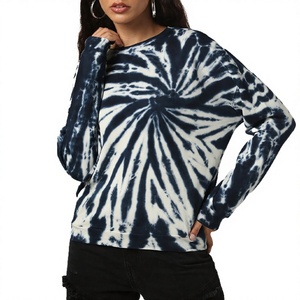 Sweat-shirt tie-dye pour femme sur mesure, impression de logo personnalisé, qualité supérieure, polaire en polyester, col rond, mode décontractée d'hiver - Product Image 1