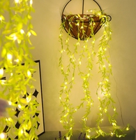 TSINYE Plante Artificielle Feuille Verte De Noël Halloween Vacances Chaîne Led Éclairage Intérieur Extérieur Fée Lumières Rideau Lampe