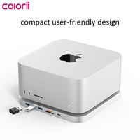 Base de Conexión USB-C de Aluminio de Doble Bahía para Mac Mini M4, Carcasa para SSD M.2 NVMe y SATA de 2.5'', 10Gbps, 4K HDMI, DP, USB-A, Lector de Tarjetas SD y TF