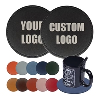 Sous-verres en cuir PU personnalisés en gros, cadeau promotionnel, tapis de tasse de voiture en PU pour boissons avec logo