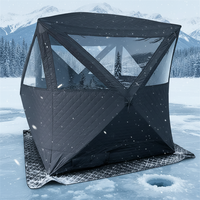 Hamac carré pour 6 personnes Warmfire avec logo personnalisé, design moderne, tissu Oxford triple couche et poteaux en fibre de verre