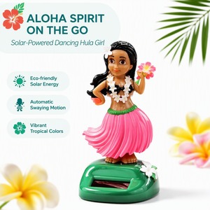 Figura Solar de Bailarina Hula Hawaiana con Falda de Paja, Adorno Tropical para Mesa, Regalo, Venta al por Mayor, Personalizado, OEM, ODM, MOQ Bajo - Product Image 5