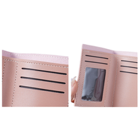 Harga Pabrik Desain Khusus Dompet Wanita Tempat Kartu Pendek Tipis Kulit PU Buatan Tangan Multifungsi Fashion Sederhana Lipat Tiga Hadiah