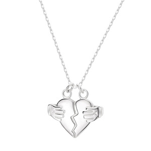 À la mode et vente chaude 925 en argent Sterling embrasser coeur brisé femmes pendentif collier bijoux haut de gamme en gros - Product Image 1
