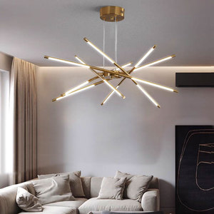 Lampadario a Tubo LED in Ferro per <span class=keywords><strong>Soggiorno</strong></span>, Camera da Letto, Sala da Pranzo, <span class=keywords><strong>Cucina</strong></span>, Illuminazione Moderna per Interni con Telecomando - Product Image 2