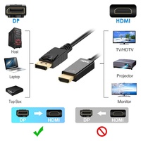 Promotion Câble HDTV de haute qualité plaqué or, 1,8 m, noir, DisplayPort (DP) vers HDMI, 1080P, mâle-mâle