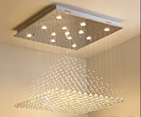 Lustre moderne en cristal avec structure en fer, éclairage LED AC 220V pour salon, plafond haut, taille moyenne, fait main, faisceau 360°